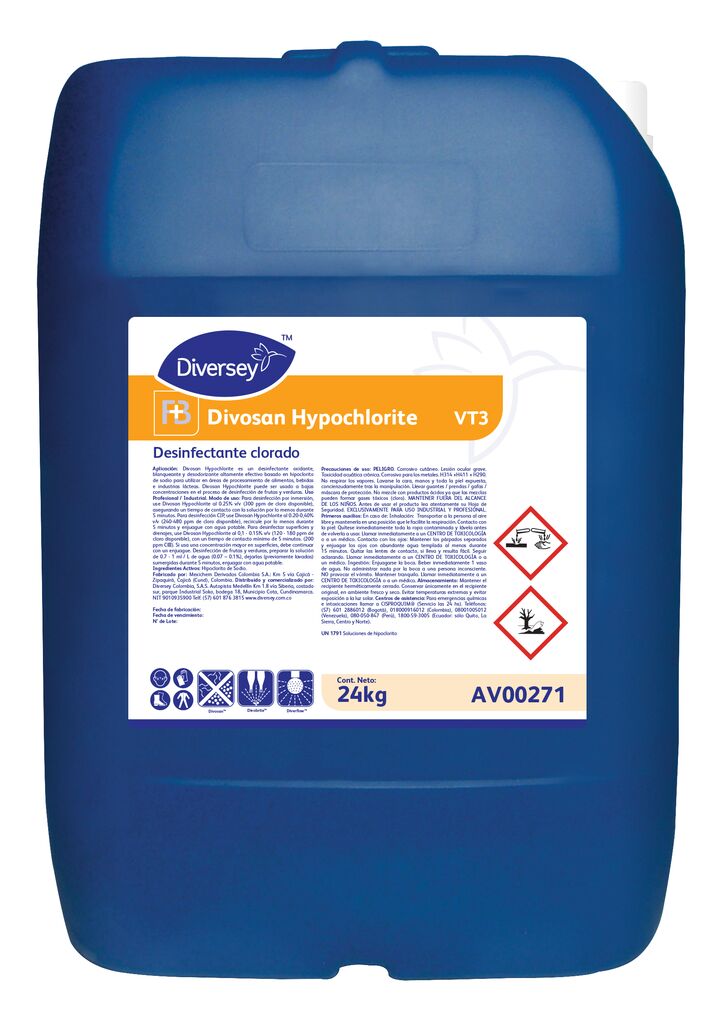 DIVOSAN HYPOCHLORITE 24kg - Desinfectante terminal clorado